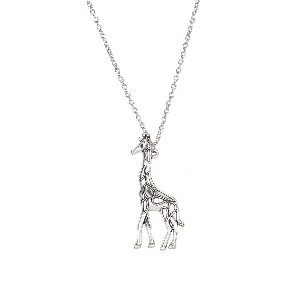 European And American-style Personalized Giraffe Pendant Alloy Necklace